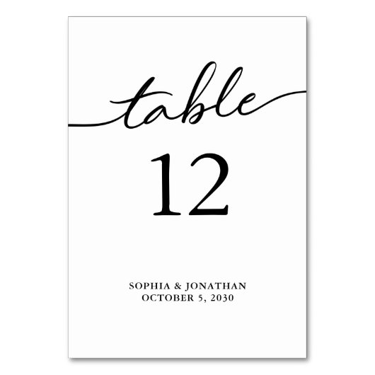 Numéro De Table Tableau 12 Calligraphie noire Mariage personnalisé (Par défaut)