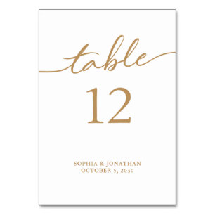 Numéro De Table Tableau 12 Calligraphie Or Mariage personnalisé