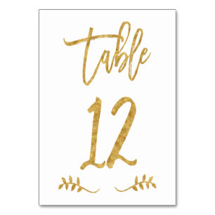 Numéro De Table Tableau 12 Élégante écriture manuscrite or bross
