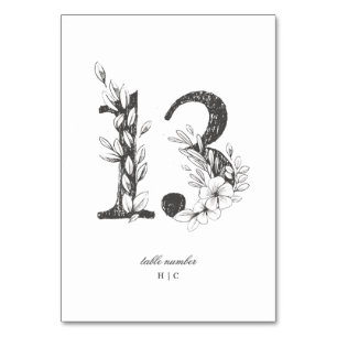 Numéro De Table Tableau 13 Beau Mariage floral à feuilles croisées