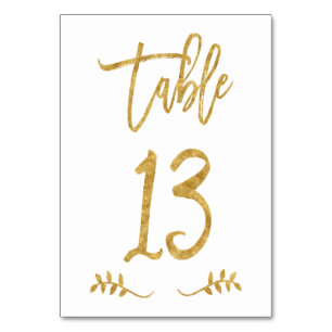 Numéro De Table Tableau 13 Élégante écriture manuscrite or bross