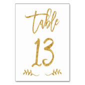 Numéro De Table Tableau 13 | Élégante écriture manuscrite or bross (Dos)