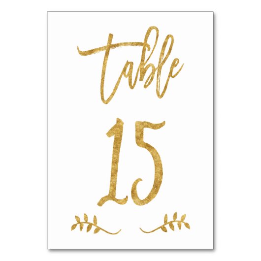 Numéro De Table Tableau 15 | Élégante écriture manuscrite or bross (Dos)