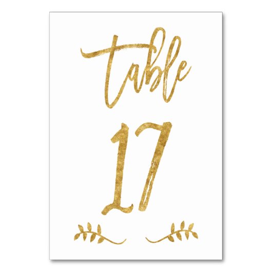Numéro De Table Tableau 17 | Élégante écriture manuscrite or bross (Dos)