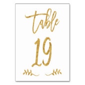 Numéro De Table Tableau 19 | Élégante écriture manuscrite or bross (Dos)