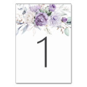 Numéro De Table Tableau 1 Aquarelle Mariage Floral pourpre (Dos)