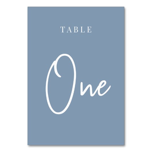 Numéro De Table Tableau 1 avec script à main bleu Dusty (Par défaut)
