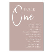 Numéro De Table Tableau 1 avec script manuscrit rose Taupe + Noms (Par défaut)
