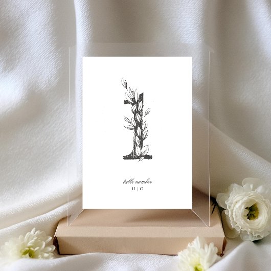 Numéro De Table Tableau 1 Beau Mariage floral à feuilles croisées