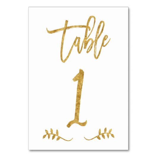 Numéro De Table Tableau 1 | Élégante écriture manuscrite or brossé (Dos)