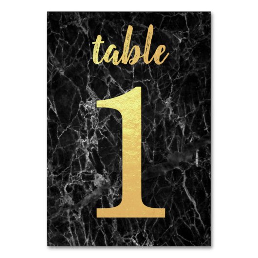 Numéro De Table Tableau 1 Marbre noir Faux Or Foil Simple Élégant (Par défaut)