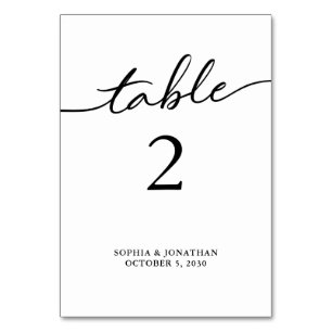 Numéro De Table Tableau 2 Calligraphie noire Mariage personnalisé