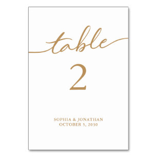 Numéro De Table Tableau 2 Calligraphie Or Mariage personnalisé