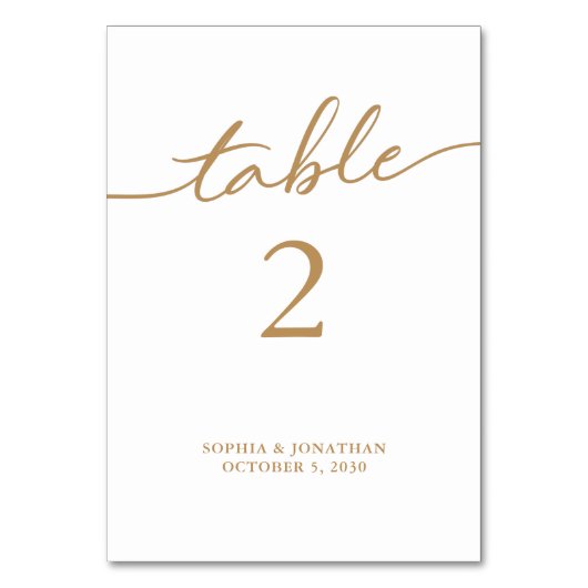 Numéro De Table Tableau 2 Calligraphie Or Mariage personnalisé (Par défaut)