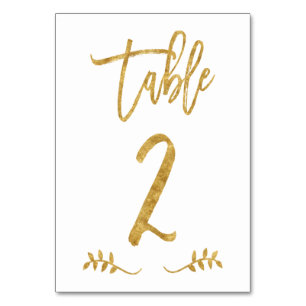 Numéro De Table Tableau 2 Élégante écriture manuscrite or brossé
