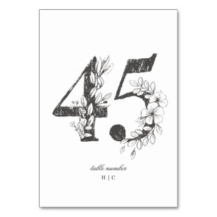 Numéro De Table Tableau 45 Beau Mariage floral à feuilles croisées