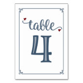 Numéro De Table "Tableau 4" Bleu foncé et rouge foncé (Dos)
