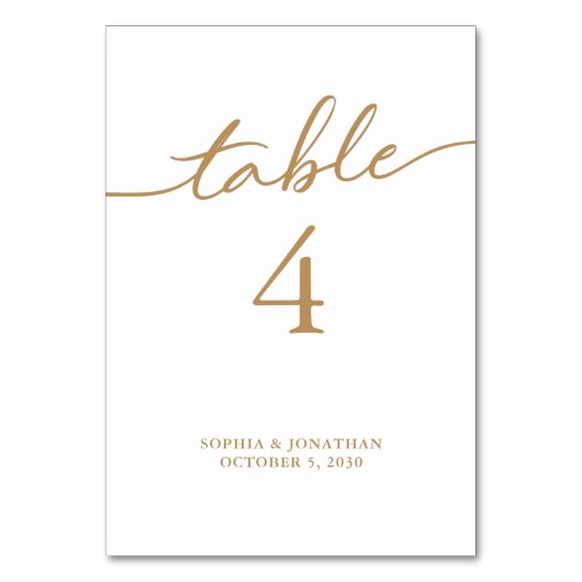 Numéro De Table Tableau 4 Calligraphie Or Mariage personnalisé (Par défaut)