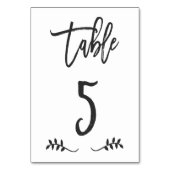 Numéro De Table Tableau 5 | Simple écriture noire brossé Laurel (Dos)