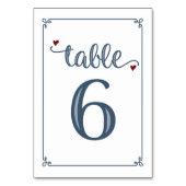 Numéro De Table "Tableau 6" Bleu foncé et rouge foncé (Par défaut)