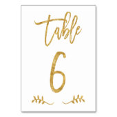 Numéro De Table Tableau 6 | Élégante écriture manuscrite or brossé (Dos)