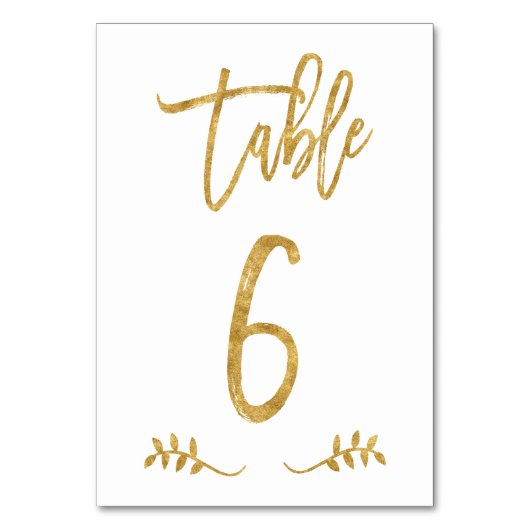 Numéro De Table Tableau 6 | Élégante écriture manuscrite or brossé (Dos)