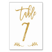 Numéro De Table Tableau 7 | Élégante écriture manuscrite or brossé (Dos)