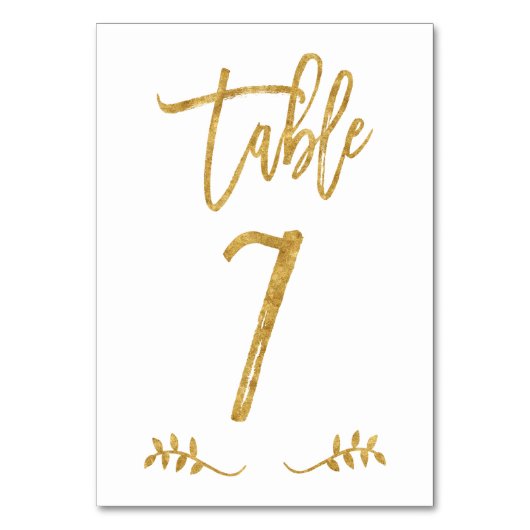 Numéro De Table Tableau 7 | Élégante écriture manuscrite or brossé (Par défaut)