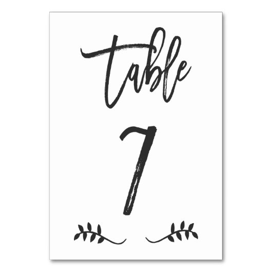 Numéro De Table Tableau 7 | Simple écriture noire brossé Laurel (Dos)