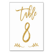 Numéro De Table Tableau 8 | Élégante écriture manuscrite or brossé (Dos)