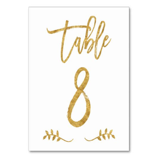 Numéro De Table Tableau 8 | Élégante écriture manuscrite or brossé (Dos)