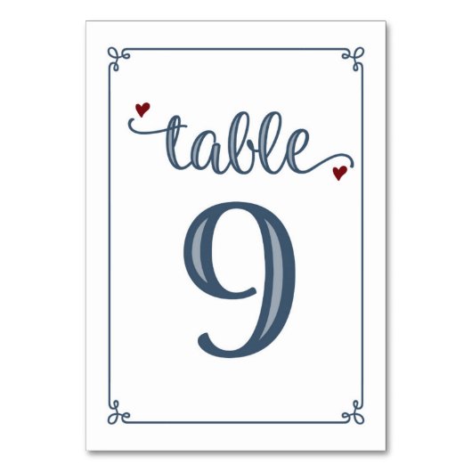 Numéro De Table "Tableau 9" Bleu foncé et rouge foncé (Par défaut)