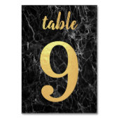 Numéro De Table Tableau 9 Élégant Marbre Noir Faux Or Foil Simple (Dos)