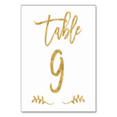 Numéro De Table Tableau 9 | Élégante écriture manuscrite or brossé (Dos)