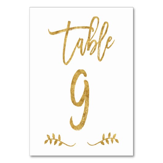 Numéro De Table Tableau 9 | Élégante écriture manuscrite or brossé (Dos)