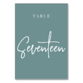 Numéro De Table Tableau à main Turquoise Dusty SEPT-DIX-SEPT (Dos)
