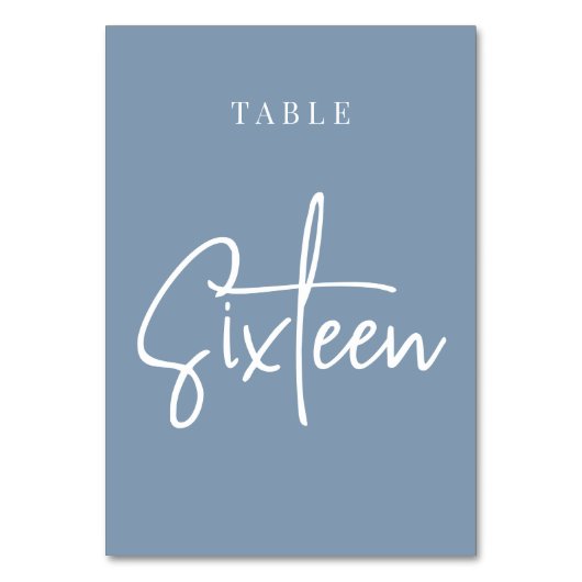 Numéro De Table Tableau à script à main bleue Dusty SIXTEEN (Dos)