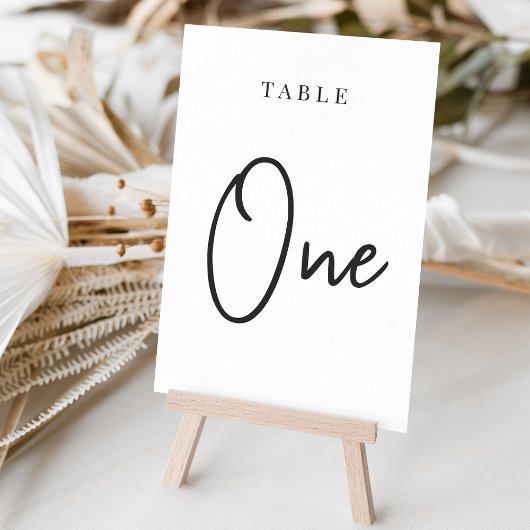 Numéro De Table Tableau à script à main noire et blanche ONE