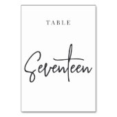 Numéro De Table Tableau à script main noir et blanc SEPT-DIX-SEPT (Par défaut)