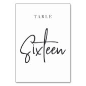 Numéro De Table Tableau à script main noir et blanc SIXTEE (Par défaut)