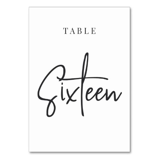 Numéro De Table Tableau à script main noir et blanc SIXTEE (Par défaut)