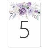 Numéro De Table Tableau cinq Aquarelle Mariage Floral pourpre (Dos)