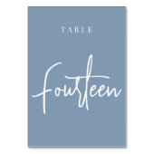 Numéro De Table Tableau couché à main bleu Dusty QUATORZE (Dos)
