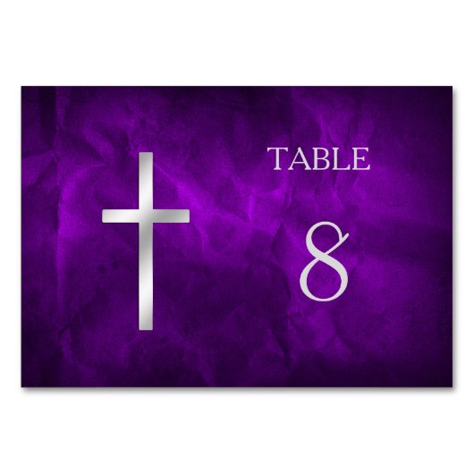 Numéro De Table Tableau croisé chrétien en argent violet (Dos)