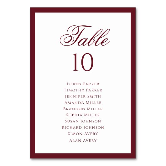 Numéro De Table Tableau de disposition de mariage à bordure bordea (Par défaut)