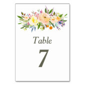 Numéro De Table Tableau de l'aquarelle florale et du Willow (Dos)