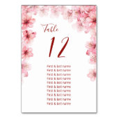 Numéro De Table Tableau de mariage Cerisiers en Fleurs (Dos)