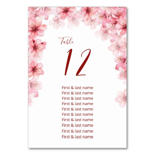 Numéro De Table Tableau de mariage Cerisiers en Fleurs (Par défaut)
