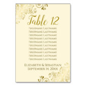 Numéro De Table Tableau de mariage crème élégant avec fronces doré (Dos)