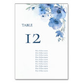 Numéro De Table Tableau de placement à fleurs aquarelles bleues (Dos)